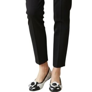 Women's Black & White Quilted Balletcore Flats Size 6/6.5